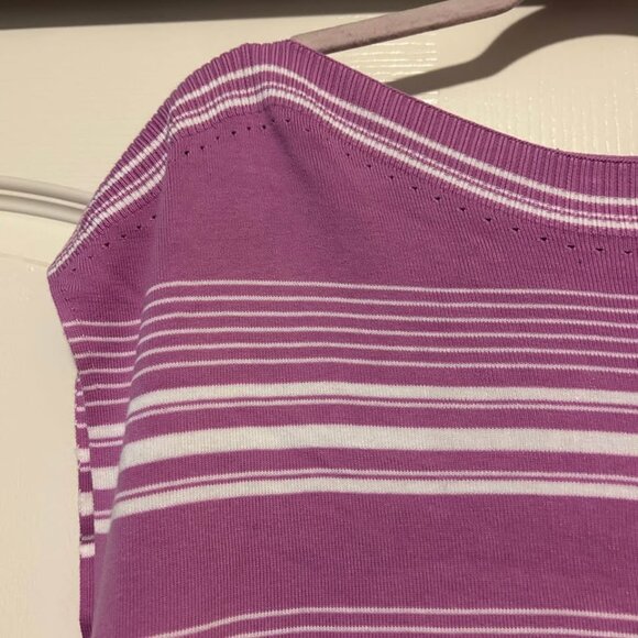 Talbots short cap sleeve purple and white stripe sweater top woman's size XL - Picture 3 of 7